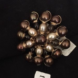 Taupe Pearl Brooch by Andrea Renee